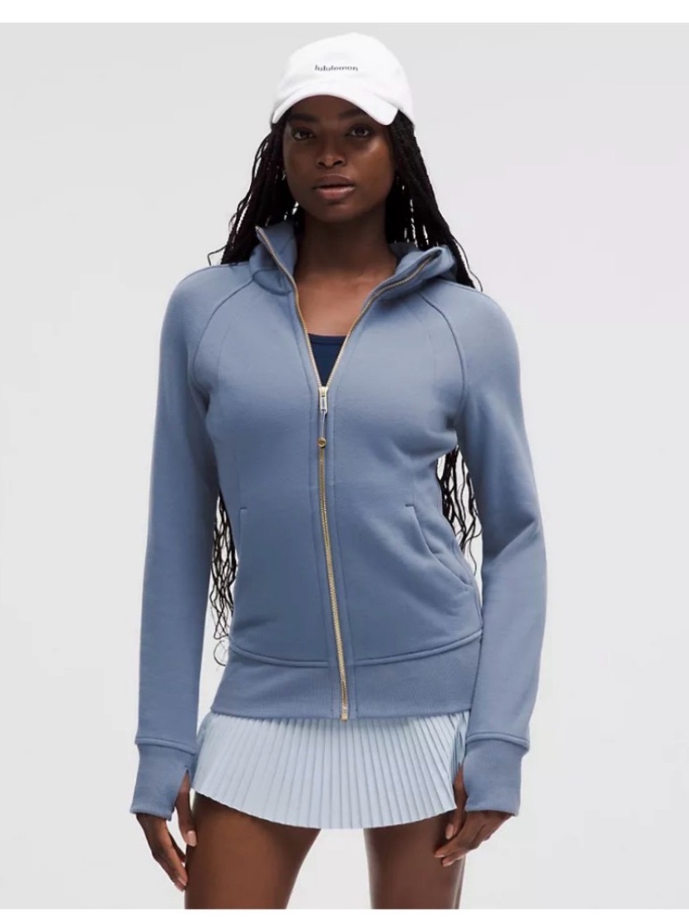 lululemon athletica Washed Denim and Gold Zip-Up Hoodie